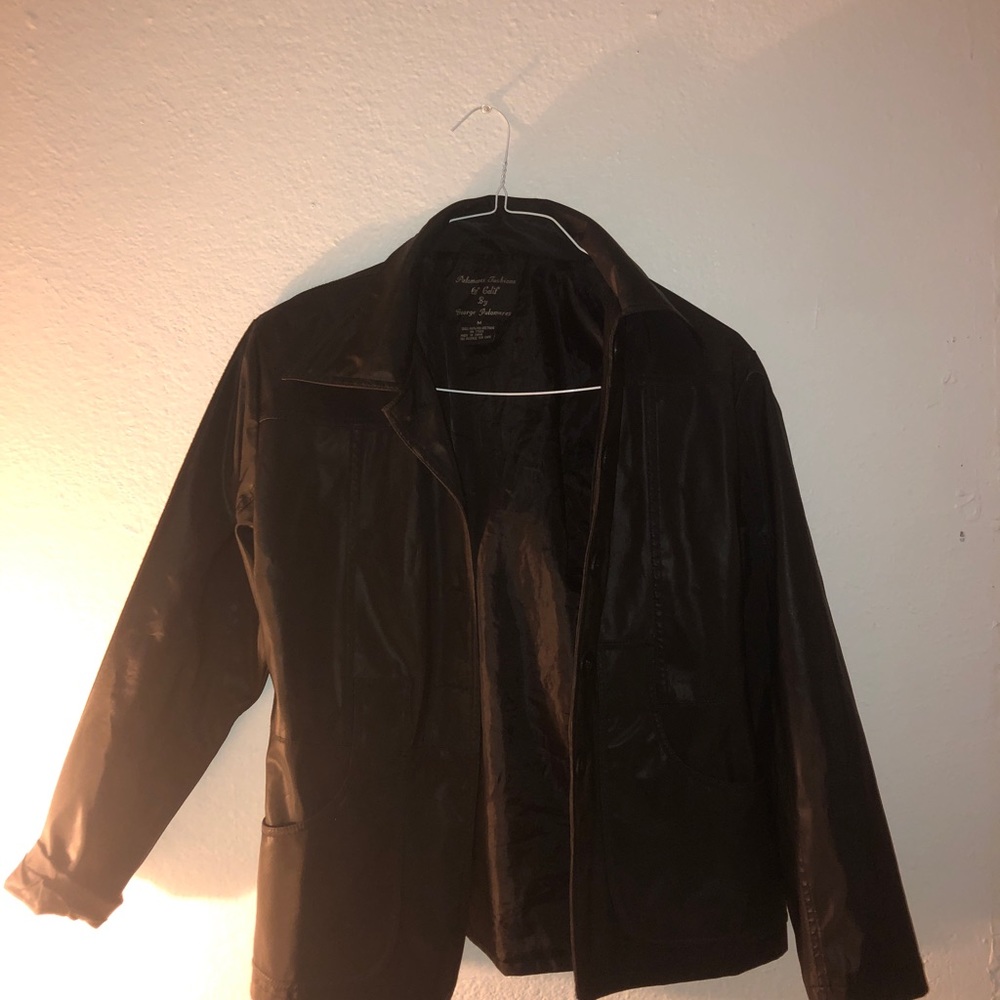 Black leather shacket/jacket